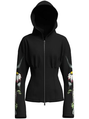 Maccapani hoodie zippé à fleurs - Noir