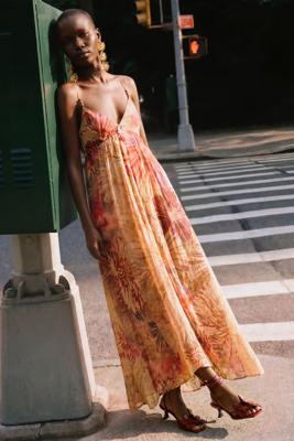 Lange bedrukte jurk - RED - XL