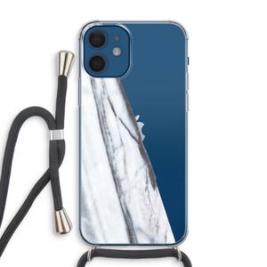 Gestreepte marmer: iPhone 12 Transparant Hoesje met koord