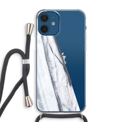 Gestreepte marmer: iPhone 12 Transparant Hoesje met koord