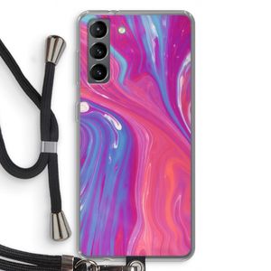 Paarse stroom: Samsung Galaxy S21 Transparant Hoesje met koord