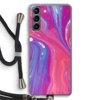 Paarse stroom: Samsung Galaxy S21 Transparant Hoesje met koord