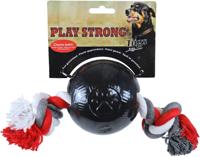Play Strong rubber bal met floss 10 cm zwart - Gebr de boon