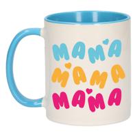 Bellatio Decorations Cadeau koffie/thee mok voor mama - blauw - hartjes/liefde - Moederdag   -