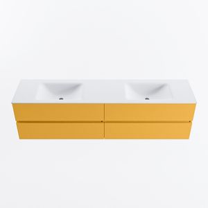 MONDIAZ VICA 190cm badmeubel onderkast Ocher 4 lades. Wastafel CLOUD dubbel 2 kraangaten, kleur Talc.