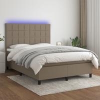 Boxspring met matras en LED stof taupe 140x190 cm