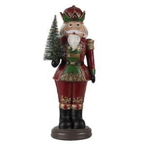 HAES DECO - Kerst Notenkraker Kleur Rood, 13x10x32 cm, Kerstfiguur - Kerstdecoratie