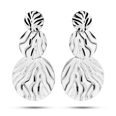 Oorhangers Rondjes Relief zilver 48 mm