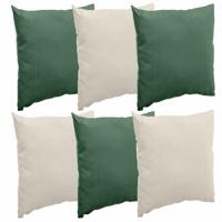 Bank/sier/tuin kussens voor binnen/buiten set 6x stuks beige/groen 40 x 40 cm - thumbnail