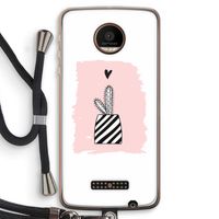 Zwart-wit cactus: Motorola Moto Z Force Transparant Hoesje met koord
