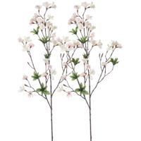 Kunstbloem Azalea bloesem - 2x - 90 cm - creme/roze - Kunst zijdebloemen