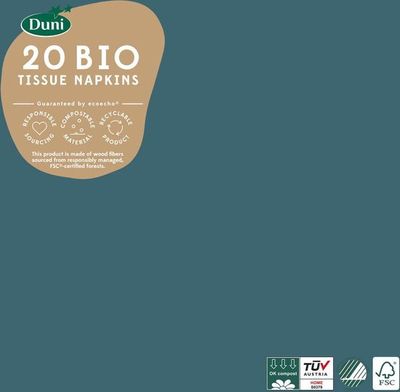 Servetten Ocean Teal 3-laags tissue 33 x 33 cm - Duni