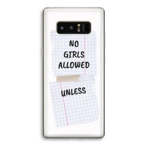 No Girls Allowed Unless: Samsung Galaxy Note 8 Transparant Hoesje