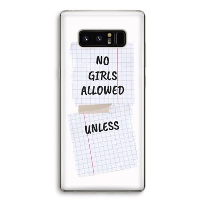 No Girls Allowed Unless: Samsung Galaxy Note 8 Transparant Hoesje