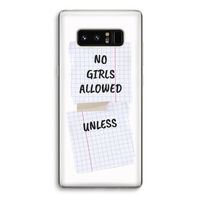 No Girls Allowed Unless: Samsung Galaxy Note 8 Transparant Hoesje