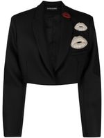 David Koma blazer crop à ornements en cristal - Noir