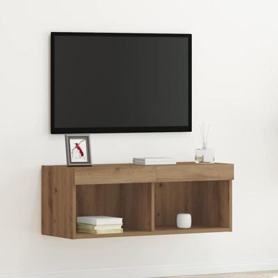 TV-kast artisanaal eikenkleurig 80 x 30 x 30 cm Bewerkt hout