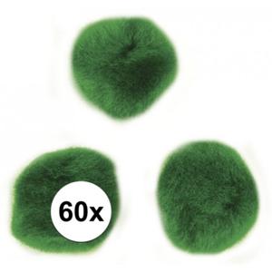 Rayher hobby knutselen pompons - 15 mm - groen - 60x stuks - vormen/figuren/bolletjes