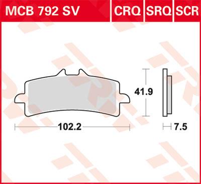 TRW Remblokken, en remschoenen voor de moto, MCB792SCR Sinter carbon