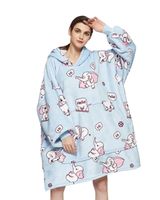 Fleece deken met mouwen & capuchon - olifant - thumbnail