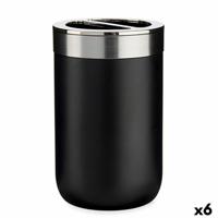 Tandenborstelhouder Zwart Zilverkleurig Plastic 7,7 x 11,2 x 7,7 cm (6 Stuks)