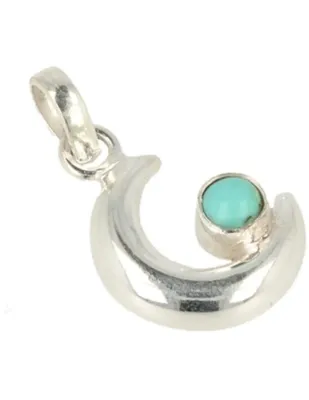 Edelsteen Hanger Turkoois Maan - Zilver