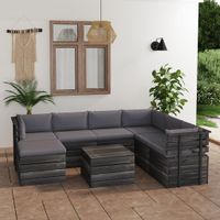 vidaXL 8-delige Loungeset pallet met kussens massief grenenhout - thumbnail