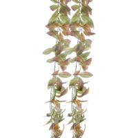 Bellatio Design kunstplant/hangplant slinger - 2x - Lychee blad - herfst kleuren - 180 cm