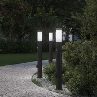 Bolderverlichting met sensor en stopcontact 3 stuks 80 cm roestvrij staal IP44
