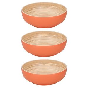 3x Bamboe serveerschalen oranje 25 cm