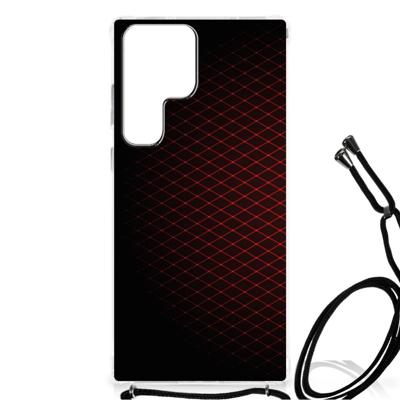 Samsung Galaxy S23 Ultra Doorzichtige Silicone Hoesje Geruit Rood Samsung Galaxy S23 Ultra Doorzichtige Silicone Hoesje Geruit Rood