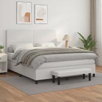 Boxspring met matras kunstleer wit 180x200 cm