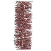 Decoris kerstslinger - 6x - oudroze - lametta - 270 x 7 cm - folie slinger - kerstversiering