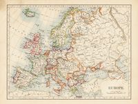 Karo-art Schilderij - Ouderwetse kaart van Europa,  2 maten, Premium print - thumbnail