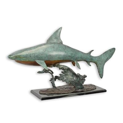A BRONZE SCULPTURE OF A SHARK