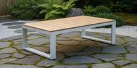 Melton lounge table 110x70x37,5 white steel/acacia teak look Eurofar - Eurofar