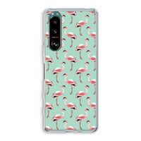 Flamingoprint groen: Sony Xperia 5 III Transparant Hoesje