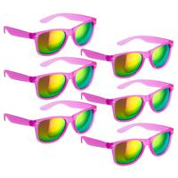 Hippe party zonnebril/feestbril met spiegelglazen - 6x - Paars - Verkleedbrillen Hippe party zonnebril/feestbril met spiegelglazen - 6x - Paars - Verkleedbrillen