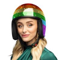 Carnaval verkleed Disco helm - spiegelbal - glitters - regenboog - foam - heren/dames