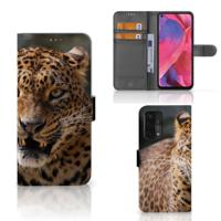 OPPO A54 5G | A74 5G | A93 5G | Telefoonhoesje | Met pasjeshouder | Luipaard