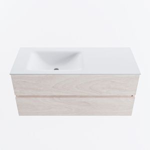MONDIAZ VICA 110cm badmeubel onderkast Underlayment 2 lades. Wastafel CLOUD links 1 kraangat, kleur Talc.