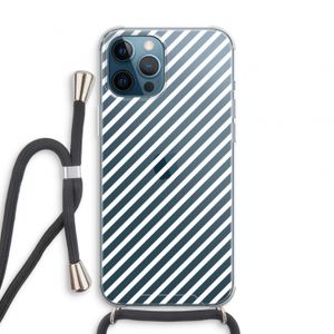 Strepen zwart-wit: iPhone 12 Pro Transparant Hoesje met koord