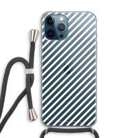 Strepen zwart-wit: iPhone 12 Pro Transparant Hoesje met koord
