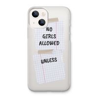 No Girls Allowed Unless: iPhone 13 mini Transparant Hoesje