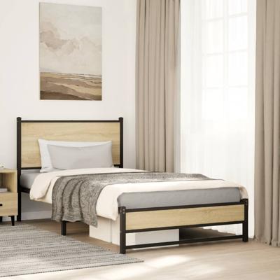 Bedframe zonder matras metaal sonoma eikenkleurig 100x200 cm