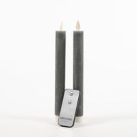 2Pcs Grey Rustic Wax Taper Candle 23Cm Moving Flame Rem - Anna's Collection - thumbnail