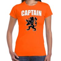 Captain met leeuw oranje t-shirt Holland / Nederland supporter EK/ WK voor dames - thumbnail