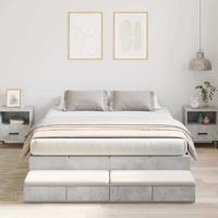 Opbergbedframe Beton Grijs 236.5 x 150 x 31.5 cm Bewerkt hout