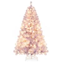 180 cm Kunstkerstboom met Verlichting Dennenboom met Warmwitte LED-Lampen Paars 180 cm Kunstkerstboom met Verlichting Dennenboom met Warmwitte LED-Lampen Paars