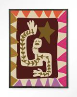 Urban Cotton Wandkleed 'Wave' 80 x 110cm in Floating Frame - black